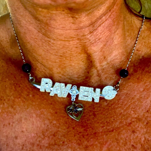 Baltimore Ravens block Name sparkle Ravens on 925 17” chain guc - Picture 8 of 8